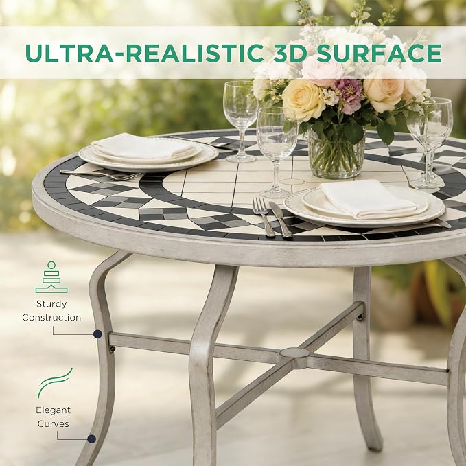 5-Piece Patio Dining Set, 4 Swivel Chairs with Removable Thickened Cushions & a 3D Textured Table with Umbrella Hole, All-Weather Furniture for Backyard, Garden, Lawn, Beige