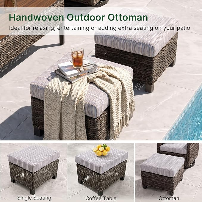 Wicker Patio Conversation Set, Outdoor Patio Chair Set with Deep Seating, Wide Armrests & Thick Cushions, All-Weather Outdoor Furniture Set for Patio, Porch, Deck & Backyard