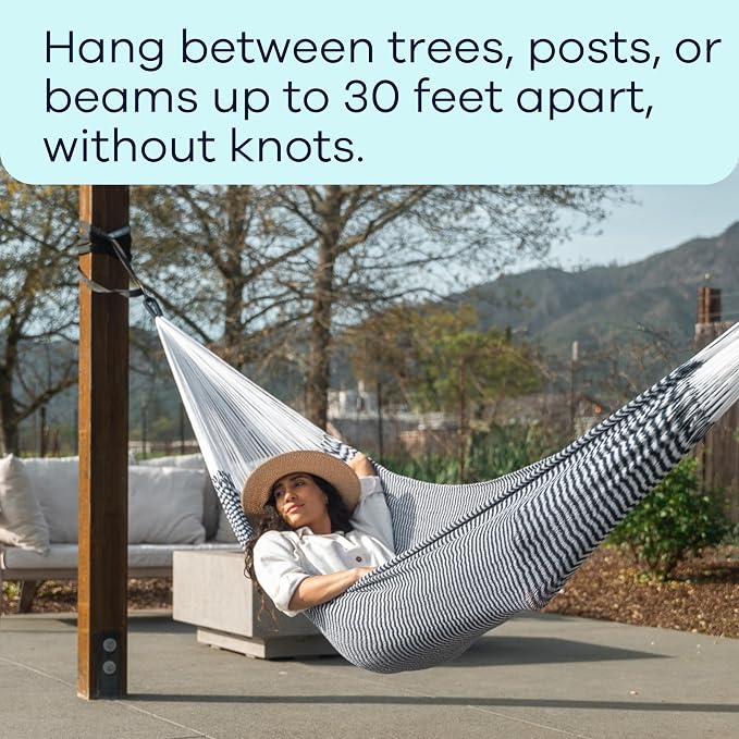Go Anywhere Hammock Straps by Yellow Leaf Hammocks -Set of Two Nylon Straps, Each 12 Feet Long, 400lb Max - Easy to use, Pre-Looped, Tree Friendly, Super Strong, Color: Black
