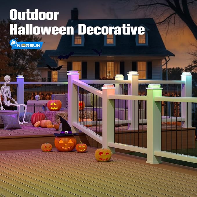 4x4 Post Solar Lights Color Changing,Solar Post Light,20 Pack White | RGB Solar Post Cap Lights for 4x4 Post Caps Wood Vinyl,5x5 Vinyl,IP44 Waterproof Fence Post Solar Lights Outdoor for Deck