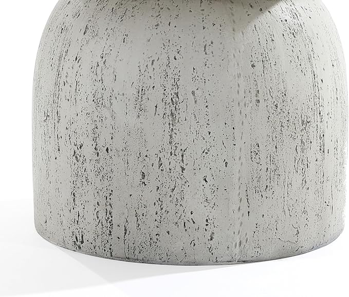 LuxenHome 16" Outdoor Side Table, MgO Rustic End Tables for Patio,Off White and Gray Weathered Round Table, Small Accent Table for Indoor Outdoor Use, Decorative Garden Stool