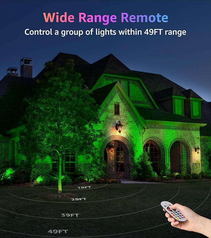 SUNVIE RGBW Outdoor Spotlight 12W LED Landscape Spotlights 120V Color Changing Spotlight Outdoor with Remote Control Waterproof LED Spot Lights Landscape Lights for Yard Patio Garden Lawn, 1 Pack