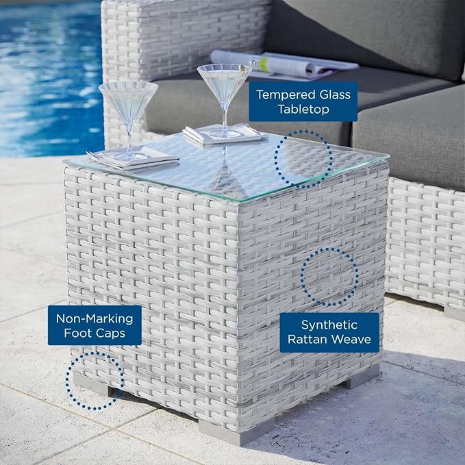 Modway EEI-4300-LGR Side Table, Light Gray, 17.5 x 17.5 x 18