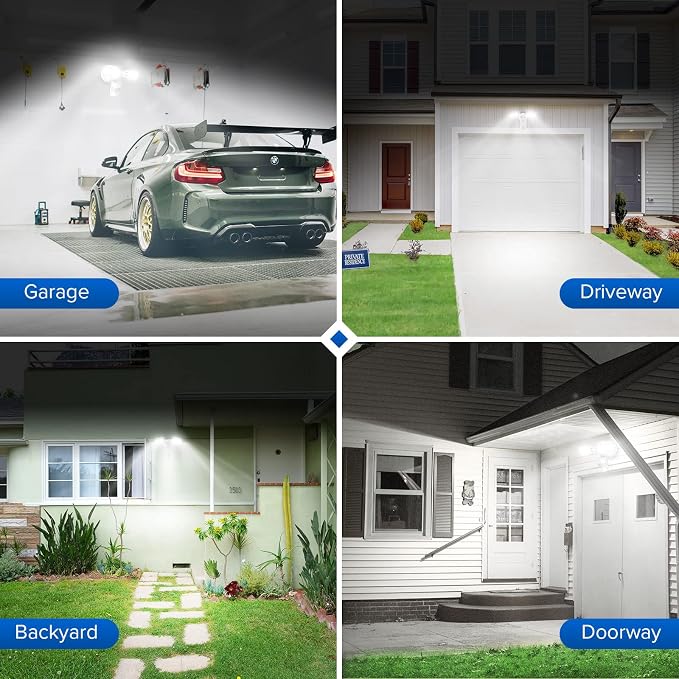 SANSI 18W 1800LM LED Motion Sensor Outdoor Lights, Energy Saving Security Light, 200W Equiv. 5000K Dusk to Dawn Flood Light, 50,000 Hours Lifespan, IP65 Waterproof for Yard, Doorway, White, Eco Series | 200W Equiv. Daylight Dusk to Dawn Wide Angle Illu...