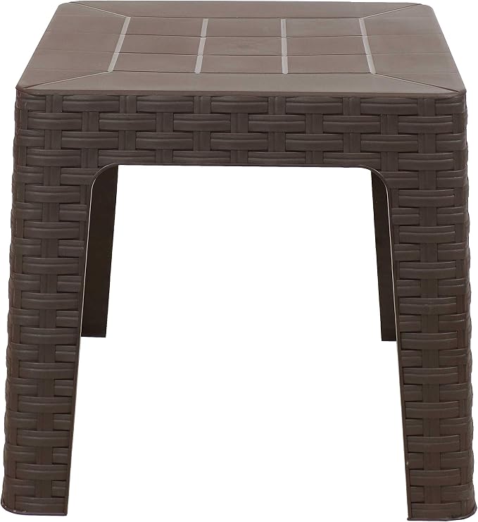 Sunnydaze Adirondack Small Outdoor Side Table for Balcony Essentials - Plastic Square End Table for Outside Patio - Brown
