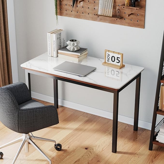 Rectangle Table Top,43.3 ”x 23.6 ” White Sintered Stone Tabletop, DIY Replacement & Cover Marble Desktop, Scratch & Wear Resistant, Easy to Clean, Suitable for Indoor & Outdoor.