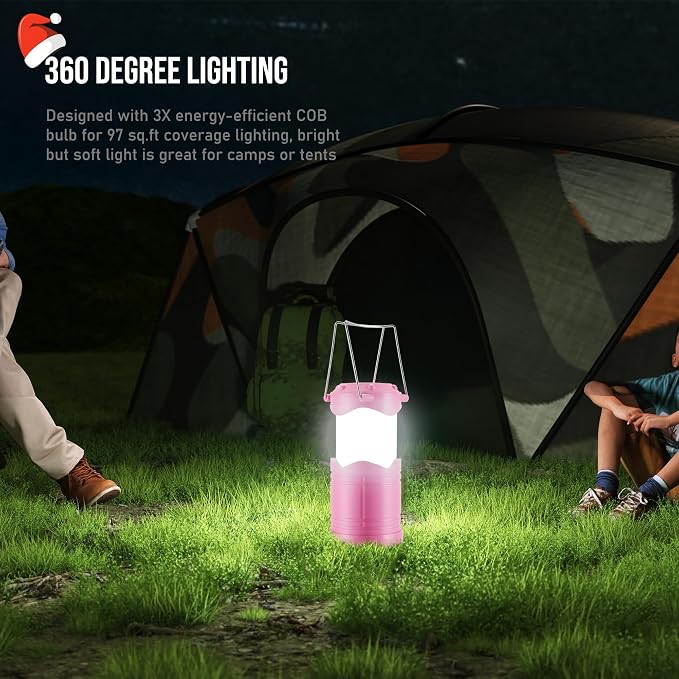 Lichamp LED Camping Lantern, 4 Pack Battery Powered Flashlight for Power Outages, Portable Collapsible Hanging Light Essential for Home, Outdoor, Emergency Lamp Survival Kit Gear for Hurricane, C1