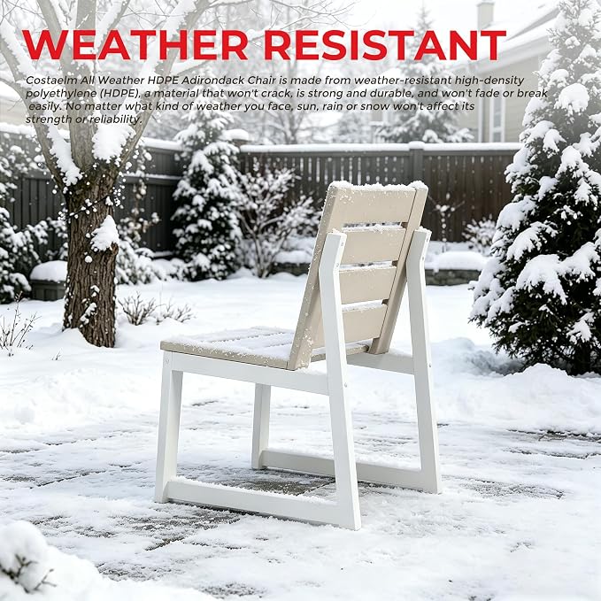 Costaelm Stinson 9-Piece Outdoor HDPE Patio Dining Table Set with Umbrella Hole & Dining Chairs for 8, Sand
