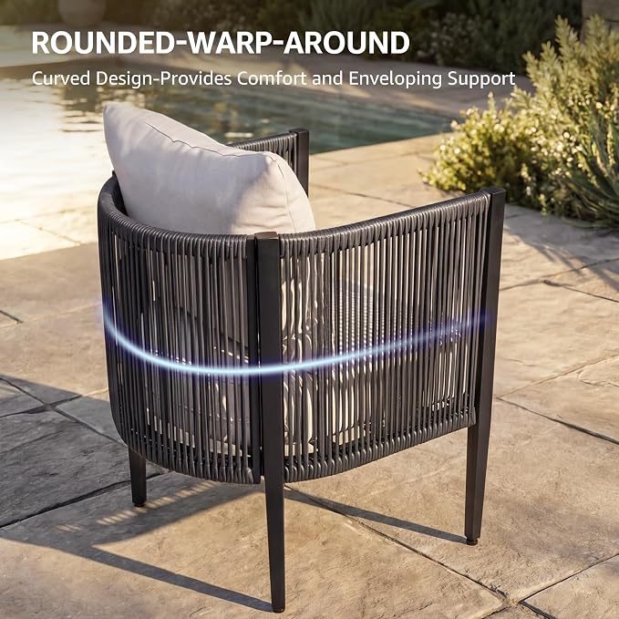 NATURAL EXPRESSIONS 4-Piece Outdoor Patio Furniture Set with Thick Olefin Cushions and Metal Table, Handwoven Rattan Conversation Set for Backyard, Balcony and Garden