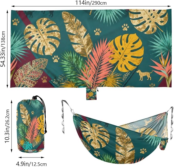 Tropical Leaf and Pet Camping Hammock Fabric for Outside Patio Garden