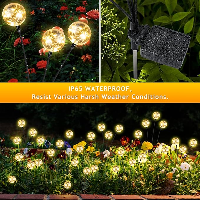 vignuto Solar Lights Outdoor Waterproof, 4 Packs, Solar Globe Lights, Garden Decor, Patio Decor, Unique Gifts for Women, Gifts for Grandma