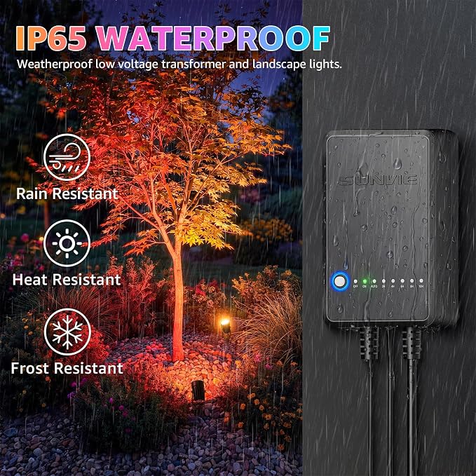 SUNVIE 3W RGBW LED Low Voltage Landscape Lighting Kit, Dusk to Dawn, 12 PCS | Color Changing Landscape Lights, IP65 Waterproof, Aluminum, All-in-One Landscape Lighting Kit, for Yard Garden Tree House
