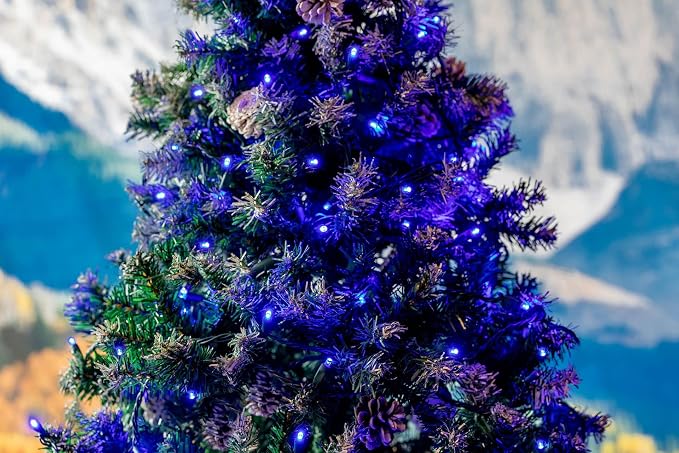 Novelty Lights 50ft 100 LED Blue Christmas Lights, Green Wire, Outdoor
