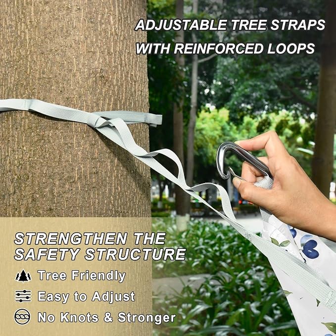 Camping Hammock Outdoor Hammocks for Outside Forget-me-not Beach Trees Portable Lightweight with Pockets Tree Straps Indoor