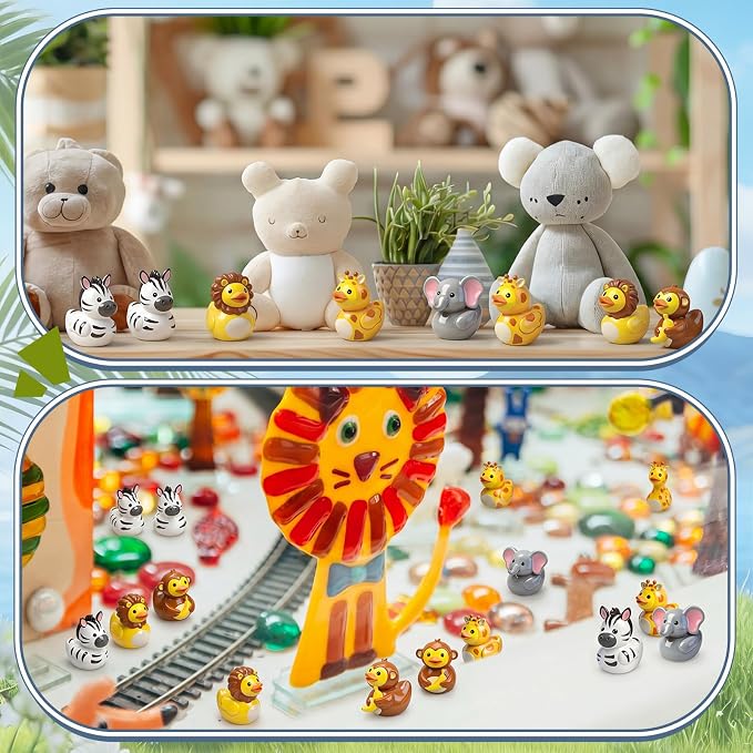 Novabright 100 Pcs Mini Resin Jungle Ducks Tiny Resin Small Jungle Ducks Mini Animal Figurines for DIY Cake Craft Garden Landscape Ornament Potted Decoration Birthday Party Supplies