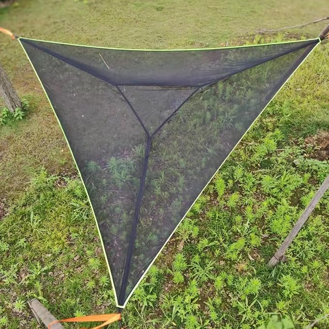 OVARIA Triangle Hammock, 9.8ft Camping Net Hammock Max 330 lbs, Portable Multi Person Hammocks with 3 Tie Down Straps Net Pocket