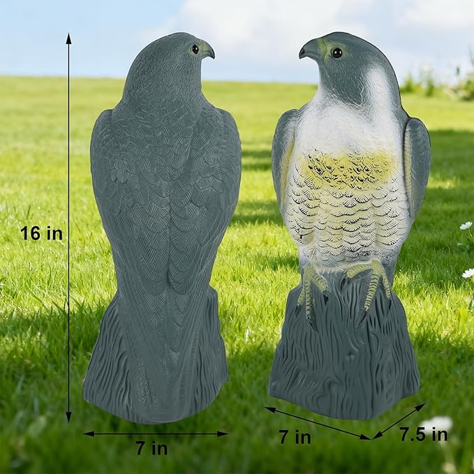Hausse Scarecrow Eagle Fake Hawk Decoy Statue Scare Birds Away, Plastic Deterrents, Garden Protectors Bird Repellent, Nature Enemy Bird Repellent for Outdoor Garden Yard