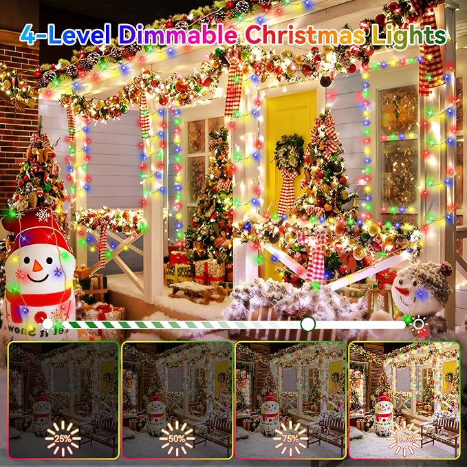 Christmas Lights Outdoor, 522FT 1300 LED String Lights with 8 Lighting Modes, Timer Memory Twinkle Fairy Lights Waterproof Plug in for Xmas Tree Wedding Party Holiday Decor(Multicolor)