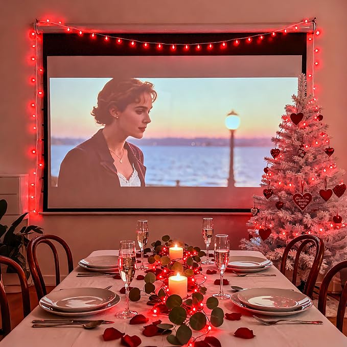 JMEXSUSS Red Christmas Lights Outdoor, 600 LED String Lights Indoor Plug in | 168Ft Red Halloween Lights Clear Wire with Remote for Bedroom Room Party Christmas Patio Living Room Halloween Decor