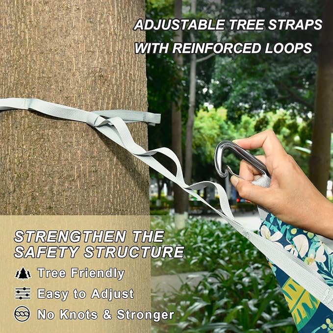 Camping Hammock Outdoor Hammocks for Outside Pineapple Flower Green Beach Trees Portable Lightweight with Pockets Tree Straps Indoor