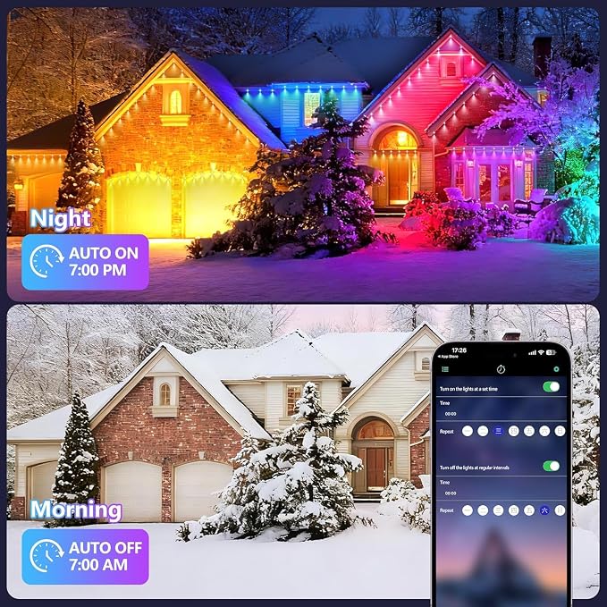 Permanent Outdoor Lights,Smart Eave Light RGB Color-Changing LED House Lighting with App & Remote, Christmas Light Effects, IP67 Weatherproof Outdoor Lights for Holidays & Christmas Decorations, 300FT