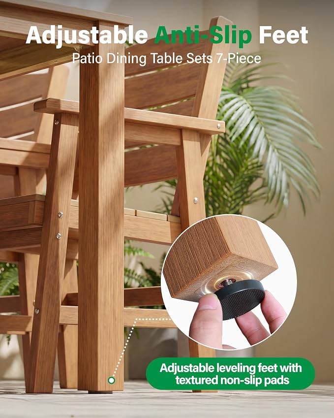 YEFU HIPS Patio Dining Sets:3-Piece All-Weather Outdoor Dining Table and Chairs Square Dining Table Set for 2 - Easy Assembly Outdoor Furniture Set for Lawn Deck Backyard Poolside（Teak）