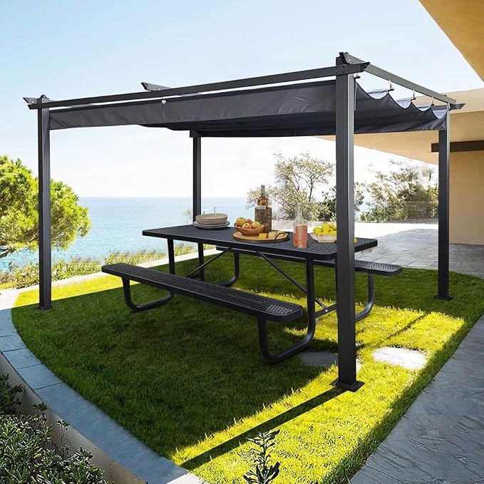 4FT & 6FT Outdoor Picnic Table, Rectangle Metal Picnic Table with Benches, Heavy-Duty Steel for Patio Garden Park Camping - Commercial & Residential Use, Weather Resistant, Easy Assembly (6FT)