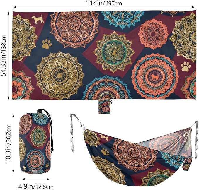 Mandala Pet Camping Hammock Fabric for Outside Patio Garden