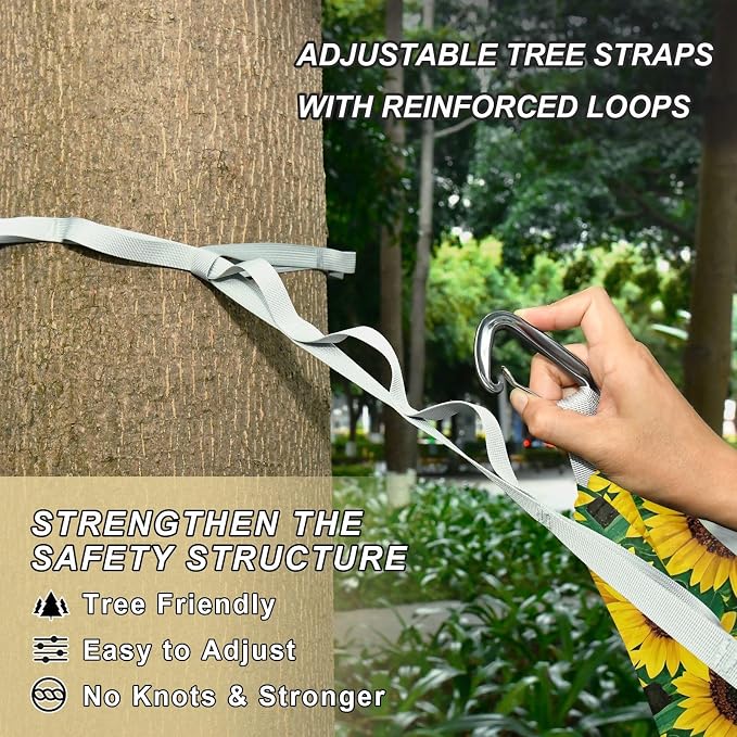 Camping Hammock Outdoor Hammocks for Outside Sunflower 11 Beach Trees Portable Lightweight with Pockets Tree Straps Indoor