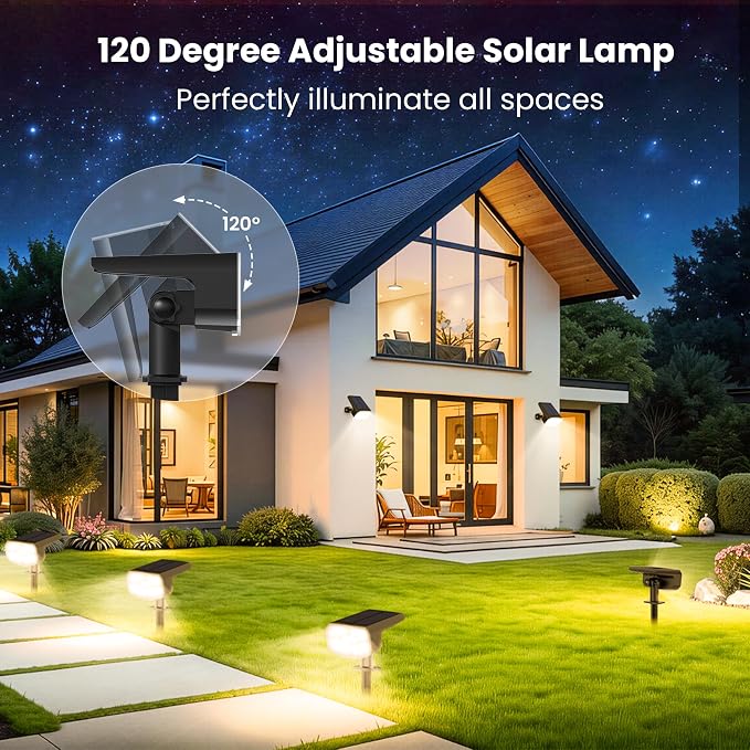 JEJOT Solar Spot Lights Outdoor Waterproof,6 Pack,2 Lighting Modes Solar Spotlights, Solar Lights for Yard Garden Lawn Landscape,Warm White
