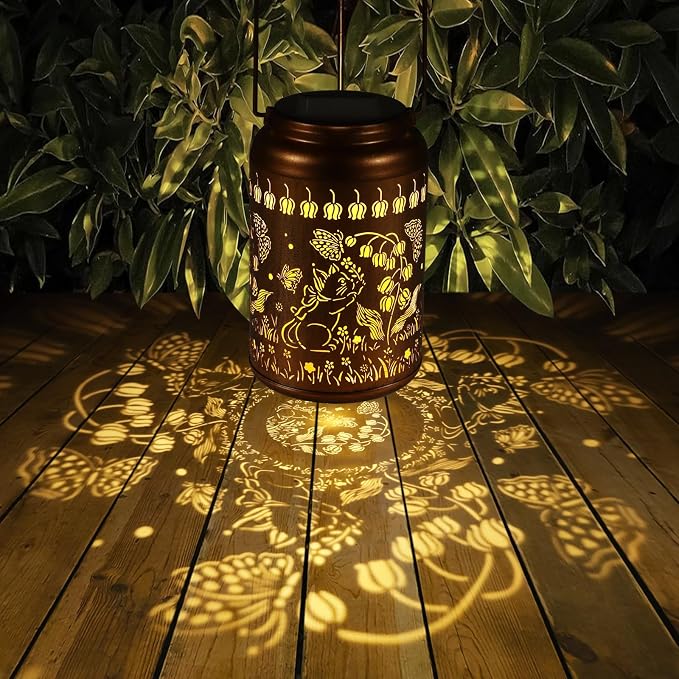 Solar Lanterns Outdoor Waterproof Garden Decor Gifts for Women(Cat) | Metal Hanging Solar Lights Birthday Gifts for Grandma Mom Solar Decoration Outside for Yard, Patio, Backyard, Porch