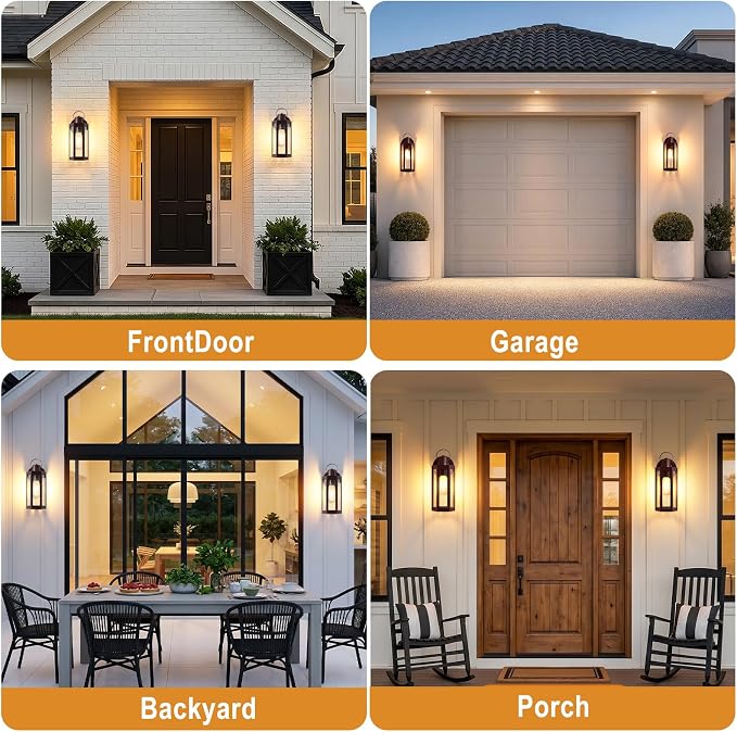 EJIAXIN 2 Pack Porch Lights Outdoor, 13" Brown Exterior Light Fixtures | Waterproof Outdoor Lights for House,Matte Brown Wall Mount Lamp,Modern porch light for House Patio Door Garage