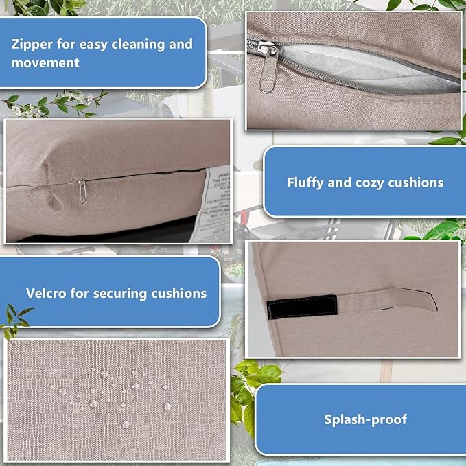 Kullavik 5 Piece Metal Outdoor Patio Furniture Set with Fire Pit Table,Outdoor Dining Table Set with 4 Fixed Chairs and 55000 BTU Outdoor Round Fire Pit,Sand