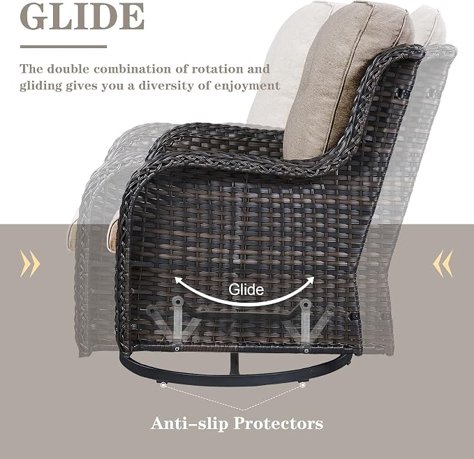 Belord 13 Piece Wicker Patio Furniture Set, Outdoor Swivel Rocker Chairs Set of 4 with Ottomans and Rattan Couch, All Weather Patio Conversation Furniture Set, for Pool,Yard Brown Wicker/Gray