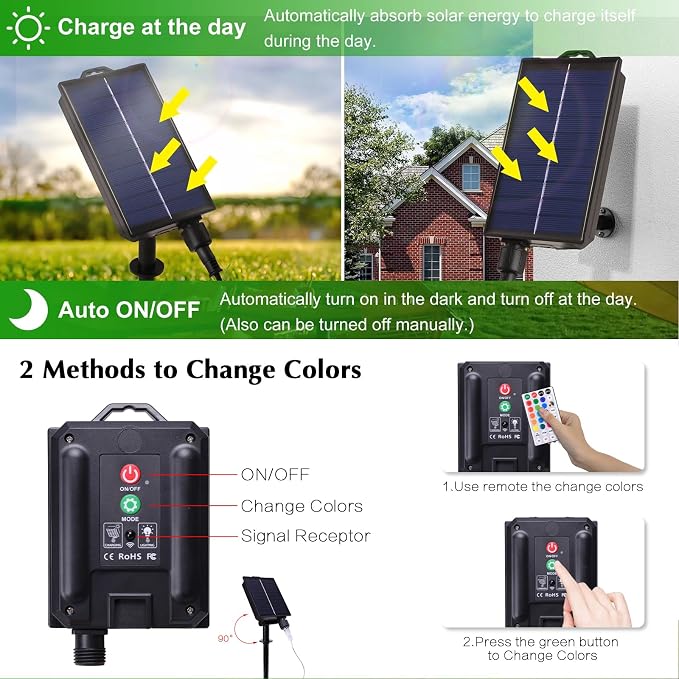 Vigdur 66FT Solar Rope Lights Outdoor with Remote, 200 LEDs, 19 Colors | IP65 Waterproof, 8 Modes, 3 Timer Option, Auto ON/OFF, Solar Lights Outdoor for Pool Fence Tree Garden And Christmas Decor