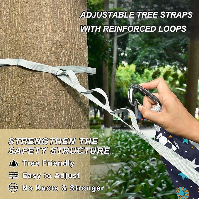 Camping Hammock Outdoor Hammocks for Outside Ball and Star Beach Trees Portable Lightweight with Pockets Tree Straps Indoor