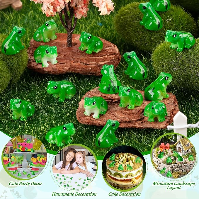 60 PCS Mini Resin Frogs Green Frogs Figurines for Model Fairy Garden | Model Fairy Garden Miniature Moss Landscape Display, DIY Terrarium Crafts, Home Decor, Hiding Game
