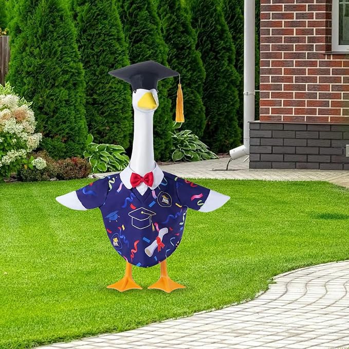 Back to School Pouch Goose Outfit Sculpture (Blue)