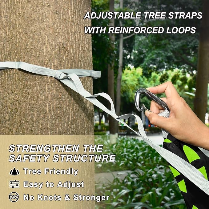 Camping Hammock Outdoor Hammocks for Outside Green Eyes Beach Trees Portable Lightweight with Pockets Tree Straps Indoor