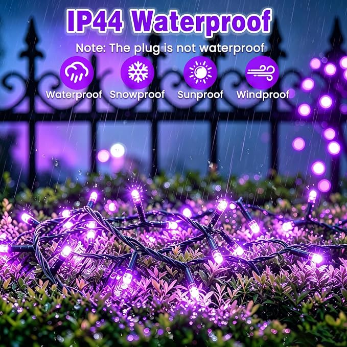 Halloween Lights Outdoor 165FT 500 LED Twinkle String Lights Remote Purple | 8 Modes, 3 Timer Settings, Memory Function, Waterproof Twinkle Lights Plug in, Indoor Outdoor Halloween Horror Party Decor