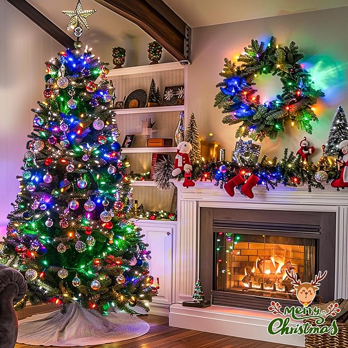 JMEXSUSS 168FT 600 LED Christmas Decor String Lights, Christmas Tree Lights | Multicolor Christmas Lights Indoor Outdoor Waterproof Plug-in for Tree Patio Party Holiday Xmas Decor, Remote, Clear Wire