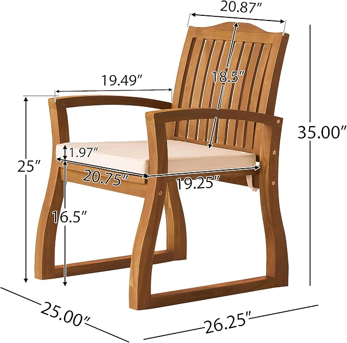 VilroCaz 7 Pieces Acacia Wood Outdoor Dining Set, All-Weather Extendable Table Large Table and 6 Armchairs for Lawn Backyard Garden Deck Poolside (Teak-NG)