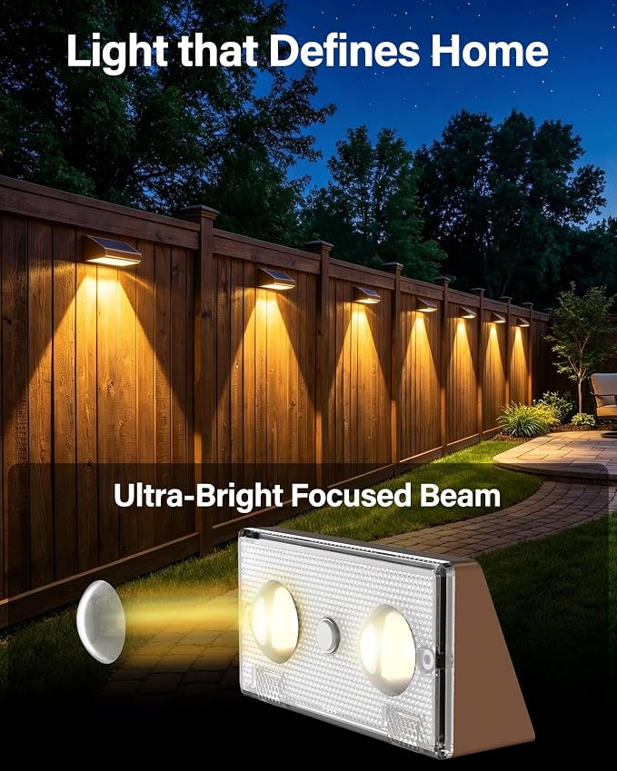 Solar Fence Lights Outdoor, 6 Pack Fence Lights Solar Powered