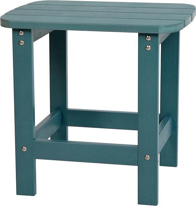 Merrick Lane Riviera Poly Resin Adirondack Style Side Table - Sea Foam - Indoor/Outdoor - All-Weather