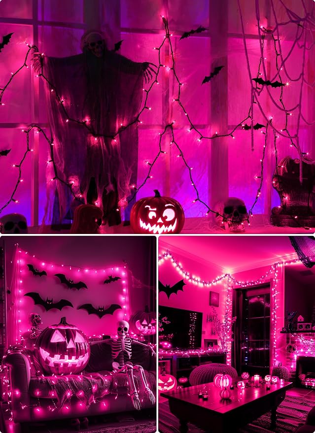 2 Pack Purple Halloween Mini Lights, 10 Feet 50 Count Mini String Lights | Total 100 Count Incandescent Bulb, Connectable Halloween Light for Haunted House Ghost Party Holiday Window Indoor Decoration