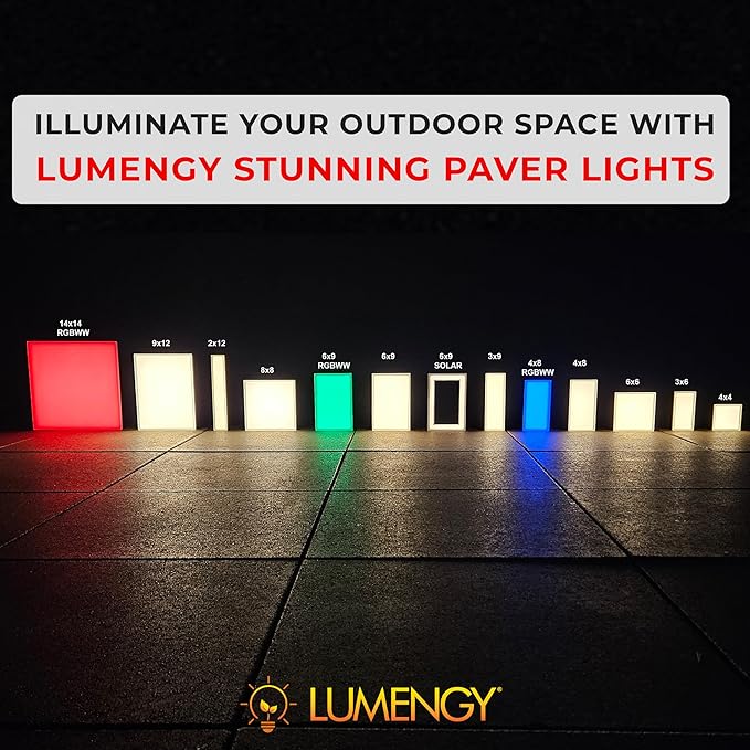 LUMENGY Paver Light 4x8 Inch (3.93x7.87), 2700K Warm White, Glare-Free Brick Lighting for Driveways, Walkways, Pool Decks and Patios, 12V Hardwired, IP67 Waterproof, Drive-Over Rated