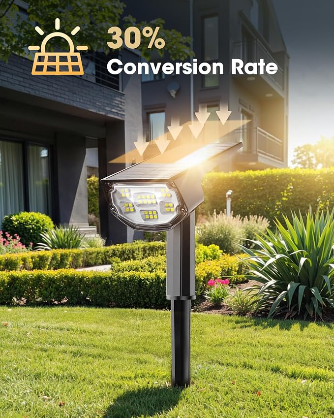 AloftSun Solar Spot Lights Outdoor Waterproof IP68, Solar Landscape Lights- 30 LED/2 Modes Solar Powered Spotlights,Landscape Lighting for Yard and Garden,White,4 Pack