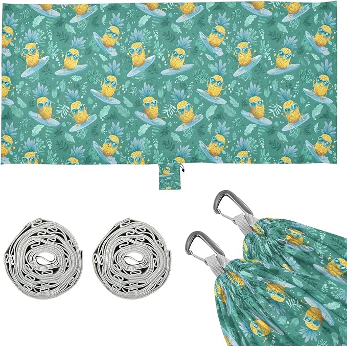 Camping Hammock Outdoor Hammocks for Outside Pineapple Surfing Cute Beach Trees Portable Lightweight with Pockets Tree Straps Indoor