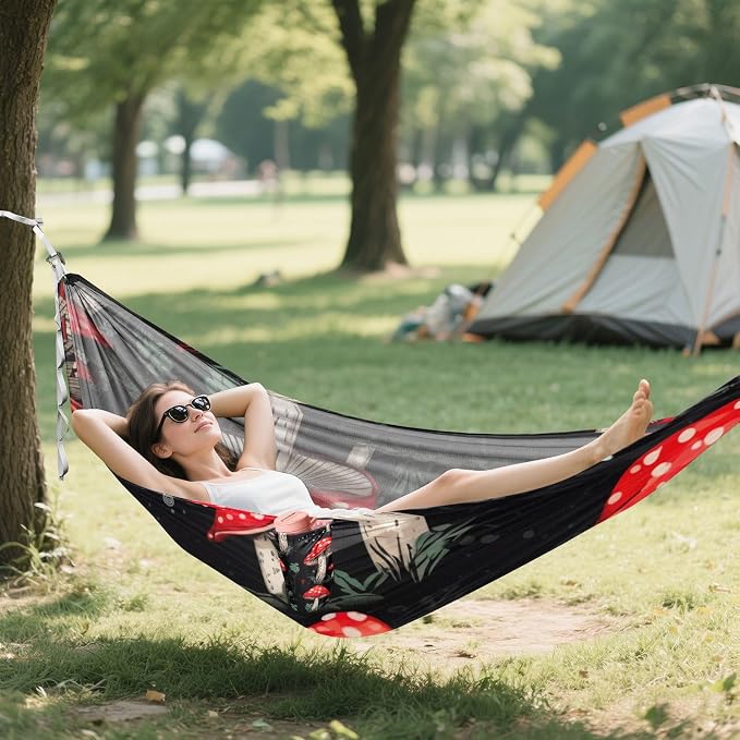 FRMG Mushroom Camping Hammock 500 lbs Capacity Portable Hammocks with Tree Straps & Attached Carry Bag, Camping Essentials Gear 2013147a
