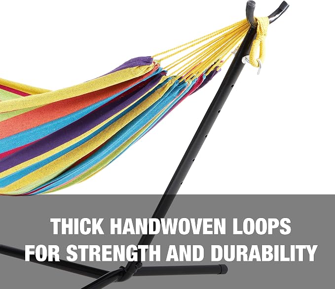 Bliss Hammocks 60'' Wide Hammock & Built-in Stand w/Carrying Case & Hanging Hardware Indoor, Outdoor, Poolside, Patio, Backyard Heavy Duty, Strong & Durable 400 Lbs Capacity (BHST-401-CS)